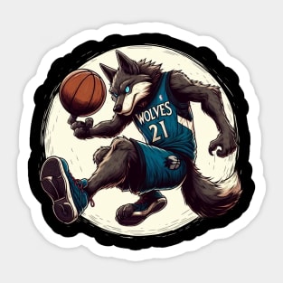 Minnesota Timberwolves 21 Wolf Number Sticker